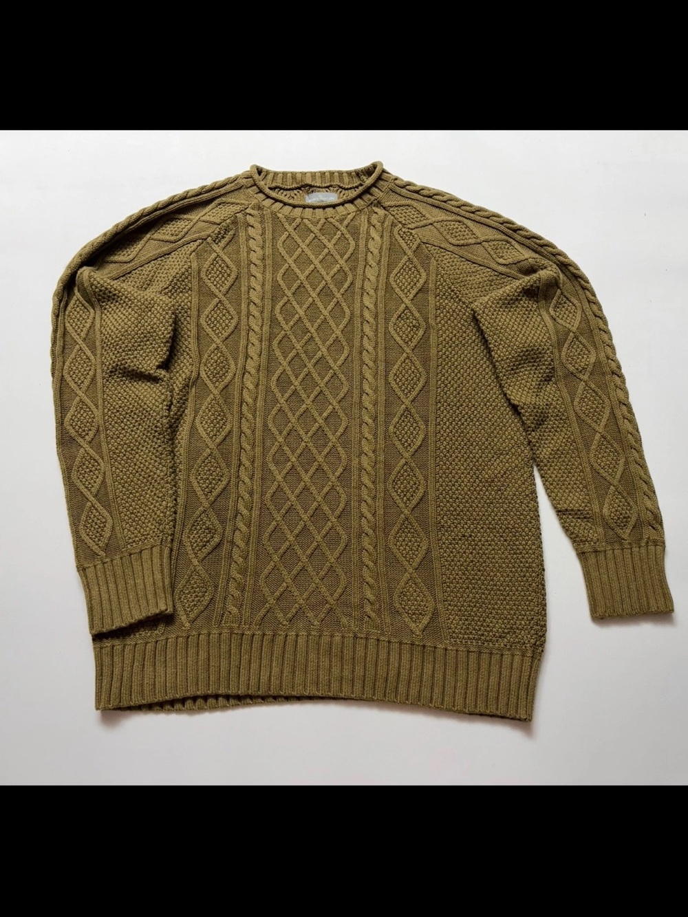 LL Bean Signature Sweater Mens XL olive green
Chunky Cable Knit Fisherman